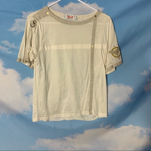 Yarell- Short Sleeve Top w/ Gold Patch on Sleeve - Picture 1 of 10